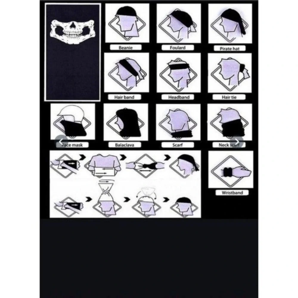 Motorcycle Helmet‎ Skull Neck Face Mask Unisex White & Black